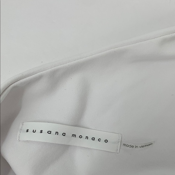 Susana Monaco one shoulder crop top shirt blouse jersey knit sugar white Small - Picture 3 of 4